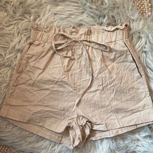 Paper Bag Waist Linen Shorts